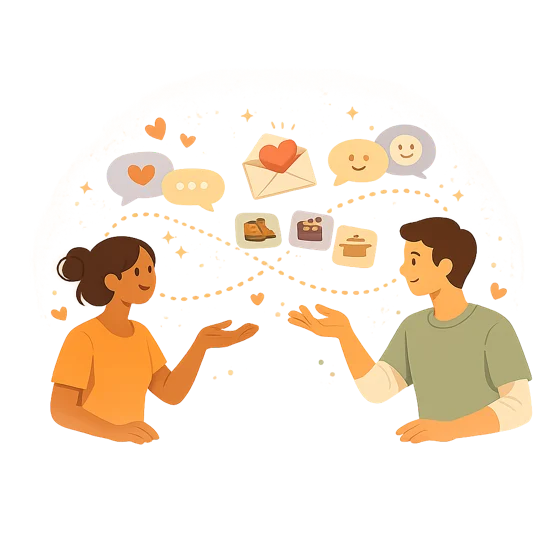 Two partners sharing private answers