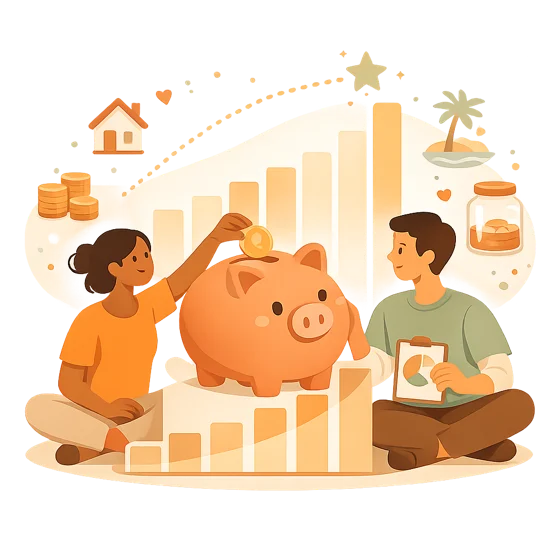 A couple saving money together